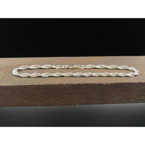 7" Sterling Silver Twisted Style Chain Bracelet Vintage Elegant Beautiful